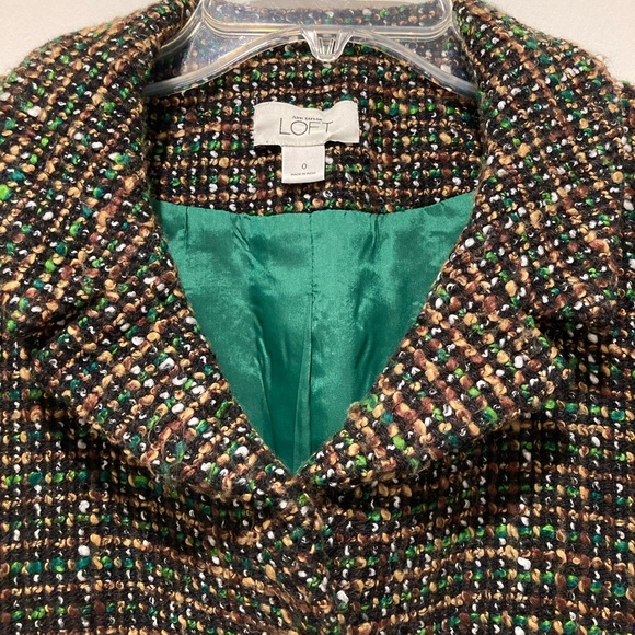Ann Taylor Loft 3 Button Cropped Tweed Blazer Multi-Colored, Size 0 - Picture 9 of 12